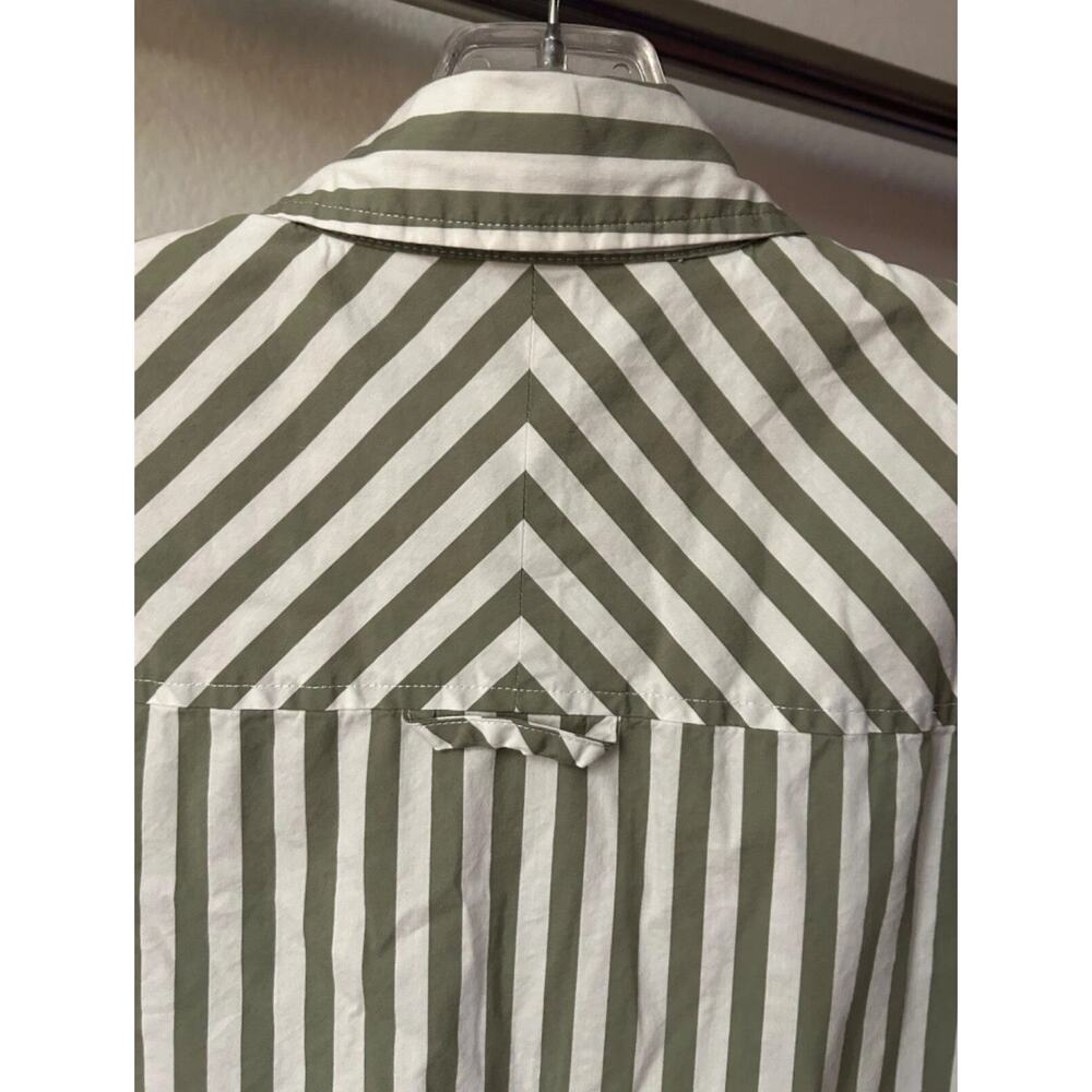 AYR The Deep End Button Down Long Sleeve Shirt - S - Green And White - Picture 5 of 6